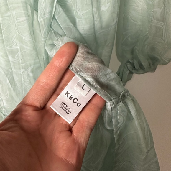 KkCo Nine Twenty-Seven Asymmetrical Ruffle Sheer Organza Dress Warped Moss - Picture 7 of 12